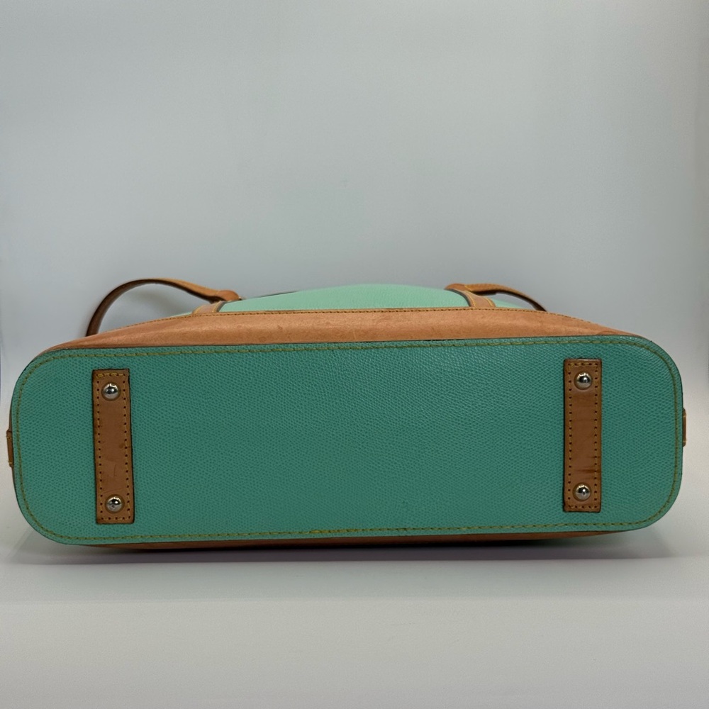VTG Dooney & Bourke Bone Pebbled Leather Turquoise Cynthia Tote Shoulder Bag - Picture 8 of 17